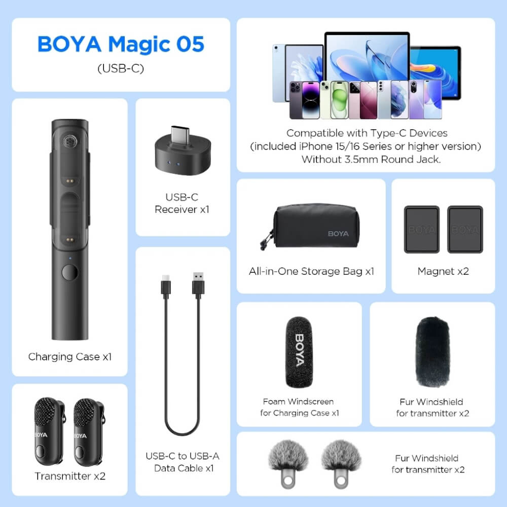 ไมโครโฟนไร้สาย BOYA MICROPHONE BOYA MAGIC-05